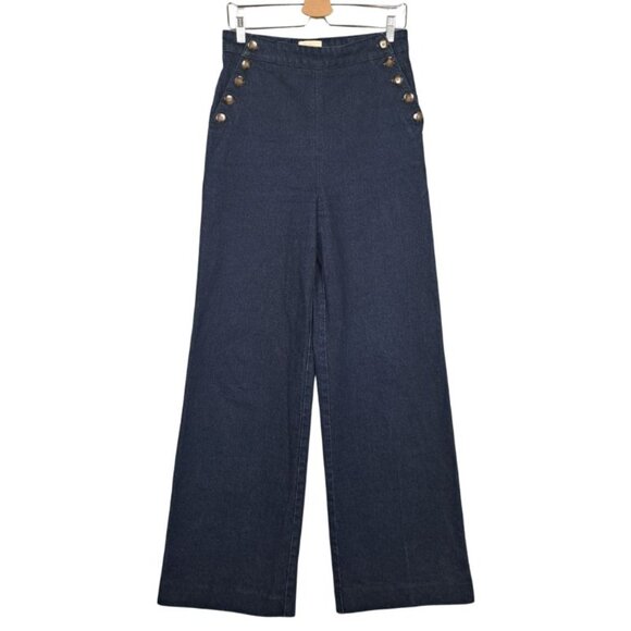 Sezane Marino High Rise Organic Cotton Denim Trousers - Picture 2 of 8